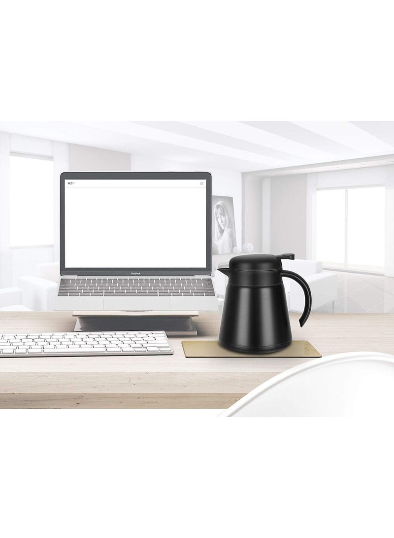 0.8 L Thermos Flask - 304 Stainless Steel Double Wall Vacuum Insulated Coffee Pot, Plunger, Juice/Milk/Tea Insulation Pot (Black) - Image 2